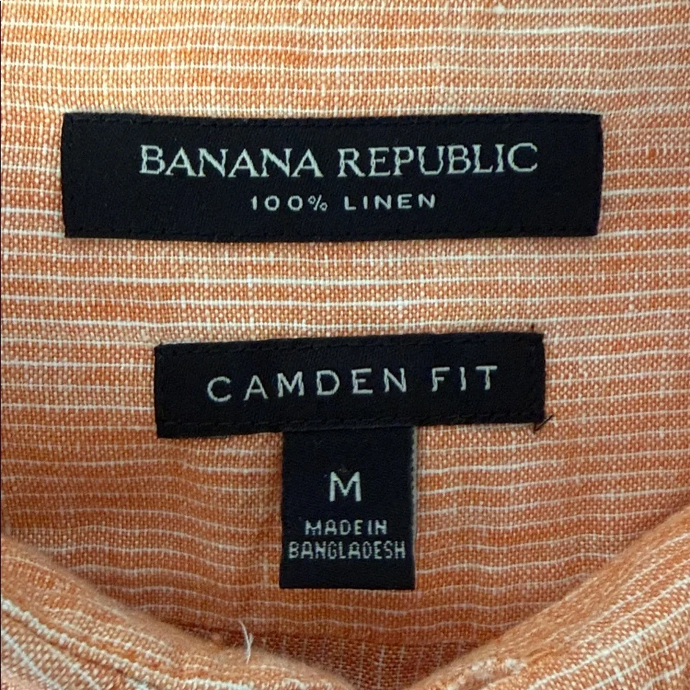 Banana Republic Linen Shirt Camden Fit M Orange Short Sleeve - Picture 7 of 7